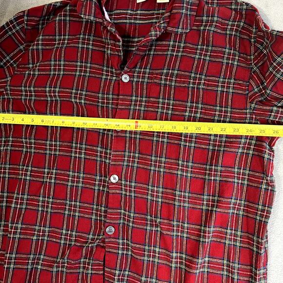 LL Bean Cotton Pajama Set Men's XXL Red Plaid Warm Comy Holiday Festive - Picture 6 of 13